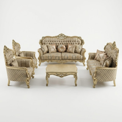 French sofa set upholstery furniture 5-piece couch set sofa table