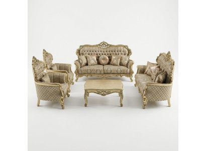 French sofa set upholstery furniture 5-piece couch set sofa table
