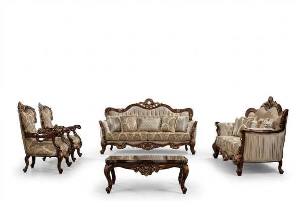 Chesterfield sofa set couch set with coffee table sofa upholstery 5-piece set.