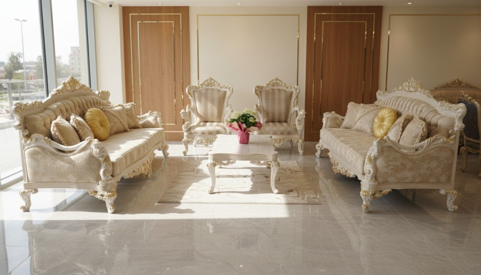 Beige sofa set 5-piece. Coffee table sofa suite couch furniture