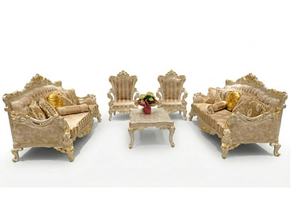Beige sofa set 5-piece. Coffee table sofa suite couch furniture