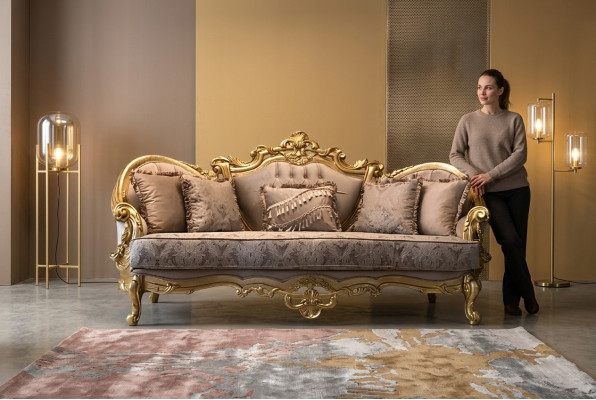 Three-seater couch upholstery furniture classic sofa French decor