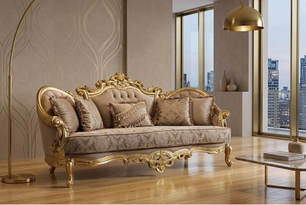 Three-seater couch upholstery furniture classic sofa French decor