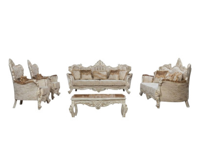 Sofa Set Couch Set Baroque Rococo Style 4-piece with Coffee Table Furniture