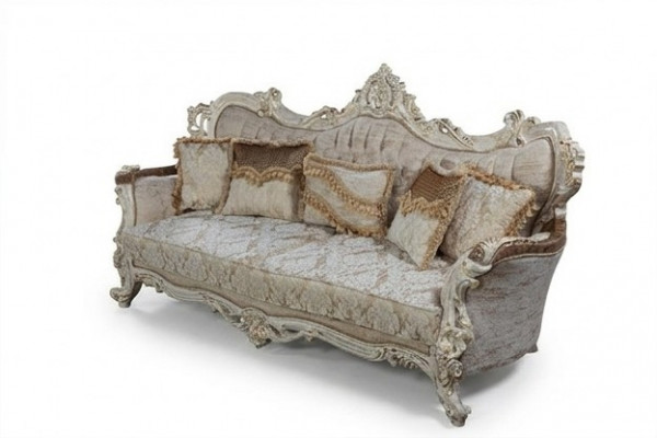 Chesterfield Baroque Three-Seater Couch Furniture Sofas Fabric Gold Sofa