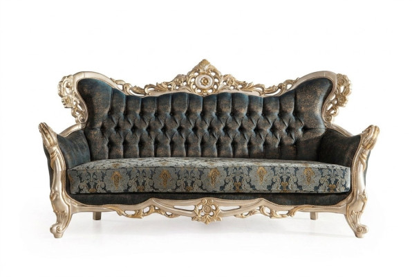 Baroque three-seater Chesterfield couch furniture sofa couches fabric gold