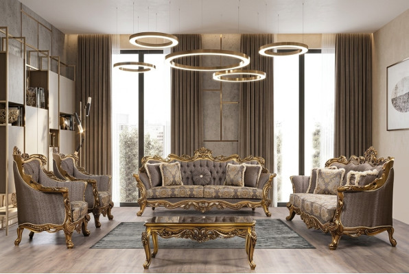 Luxury sofa set classic couch sofa upholstery furniture set complete 5-piece