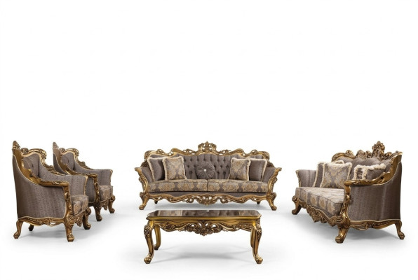 Luxury sofa set classic couch sofa upholstery furniture set complete 5-piece