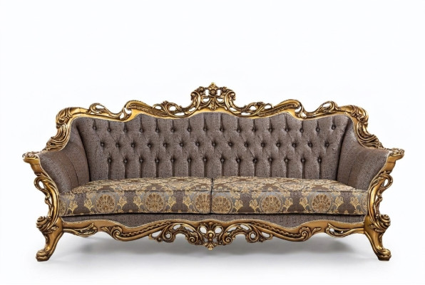 Classic Chesterfield Couch Three-Seater Golden Frame Sofa Couches