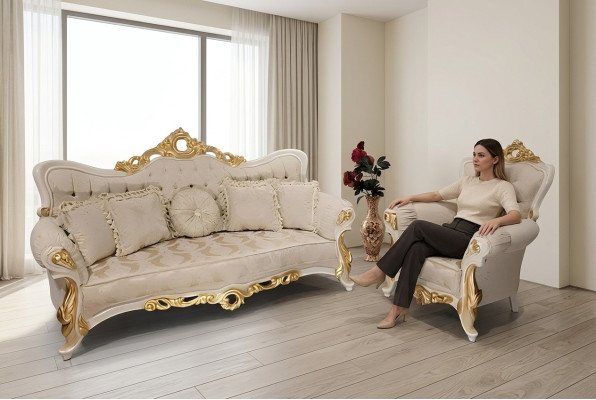Classic couch living room sofa set furniture arrangement 3+1 seat sofa