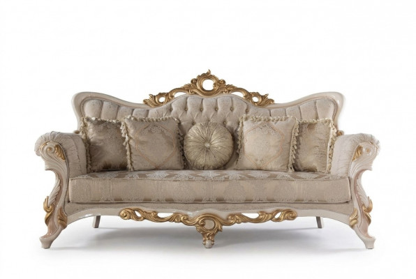 Chesterfield baroque couch furniture sofa sofas fabric gold three-seater