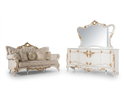 Three-seater couch upholstered sofa living room furniture set with sideboard 3-piece.