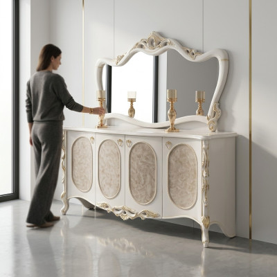 Luxury furniture living room sideboard with mirror design console sideboard wood