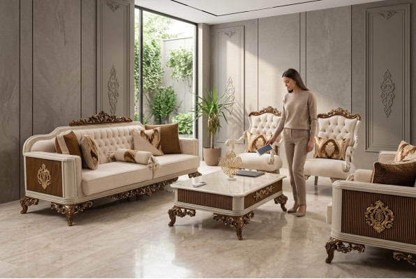 Classic Couch Set 4-piece Set 311 Seats + Coffee Table Baroque Rococo