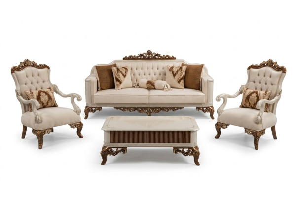 Classic Couch Set 4-piece Set 311 Seats + Coffee Table Baroque Rococo
