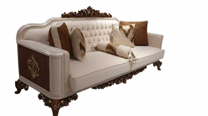 Three-seater Chesterfield Baroque Couch Furniture Sofa Sofas Fabric Gold