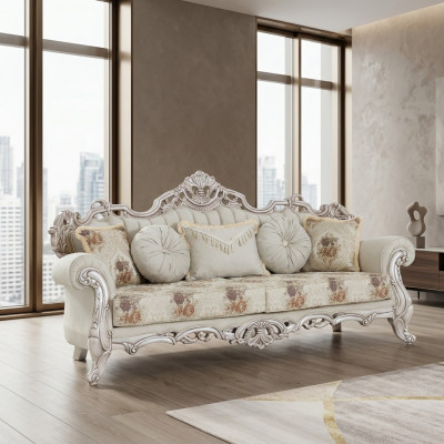 Luxury Three-Seater Couch Upholstered Furniture Velvet Baroque Rococo 3-Seat Sofa