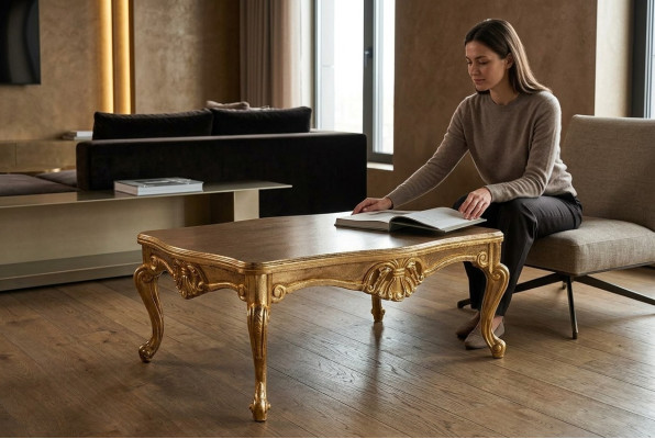 Luxury coffee table grid 136x90 baroque rococo tables rectangular decorations