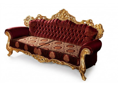 Luxury Three-Seater Sofa Upholstered Furniture Velvet Baroque Red 3-Seat Sofa New