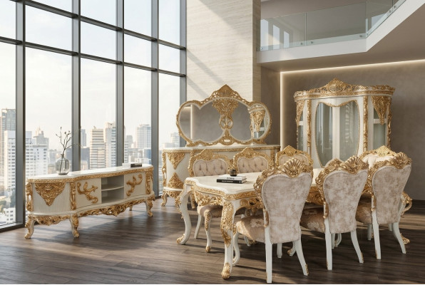 Magnificent dining room furniture set with plenty of decorative elements.