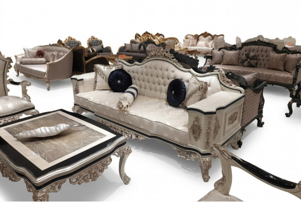 Chesterfield Sofa Couch 3-Seater Couch Upholstered Furniture Three-Seater White New