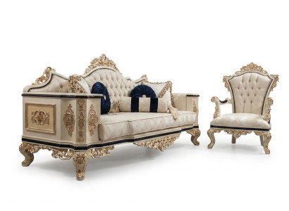Chesterfield Sofa Set 3+1 Luxury 2-piece Fabric Sofa Living Room