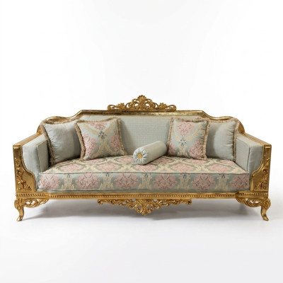 Classic Three-Seater Couch Baroque Beige 3-Seater Sofa Couches Furniture Sofas