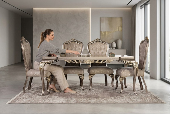 Brown Chesterfield luxury chairs designer dining table exclusive dining room furniture
