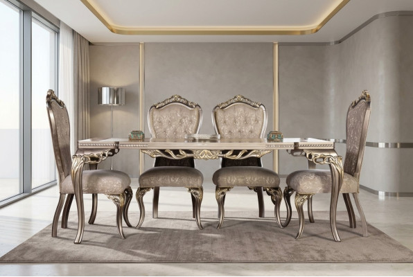 Brown Chesterfield luxury chairs designer dining table exclusive dining room furniture