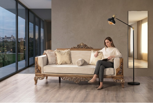 Modern three-seater couch upholstered furniture sofa baroque rococo sofas couches velvet