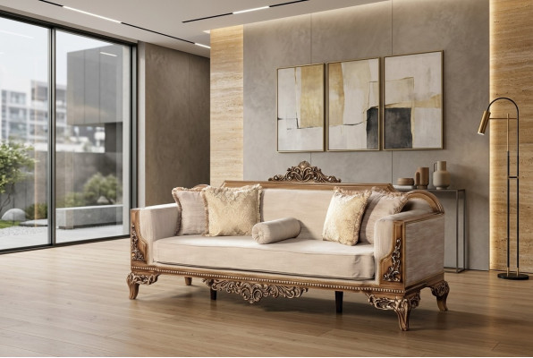 Modern three-seater couch upholstered furniture sofa baroque rococo sofas couches velvet