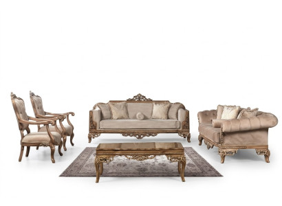 Baroque Living Room Furniture Set Couch Sofa Upholstered Suite Table 5-piece.