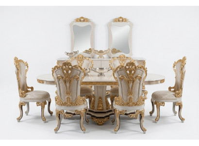 Luxury Couch Furniture Dining Table Baroque Dining Set Group Table + 6x Chair