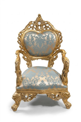 Baroque Armchair Single-Seater Couch French Chair with Carved Legs