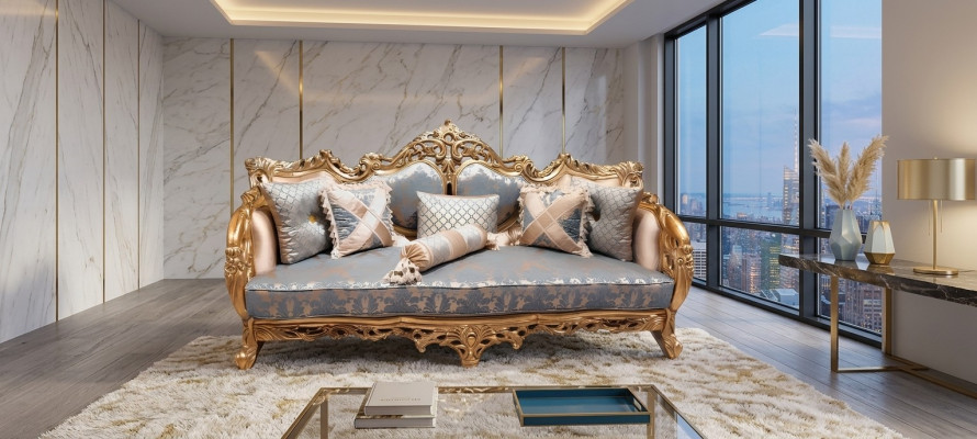 Classic three-seater baroque couch French furniture design 3-seater