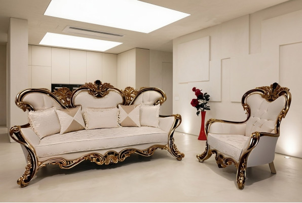 Classic Baroque Rococo Sofa Set 3+1 Seater Couches Complete Furniture