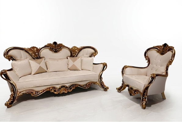 Classic Baroque Rococo Sofa Set 3+1 Seater Couches Complete Furniture