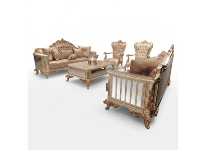 Classic Baroque Rococo Chesterfield 5-piece Coffee Table Beige Sofa Furniture