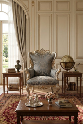Classic Throne Armchair Furniture Baroque Armchair Chesterfield Velvet Chair