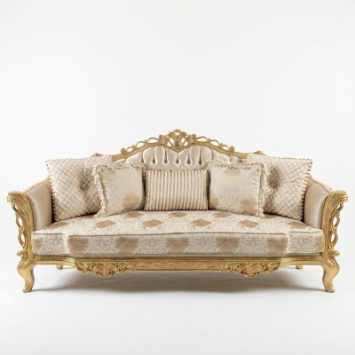 Chesterfield Sofa Baroque Couch Wood Velvet Three-Seater Classic Sofas Furniture