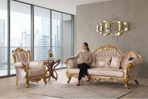 Sofa set 3+1 seat couch upholstered furniture set classic seating furniture