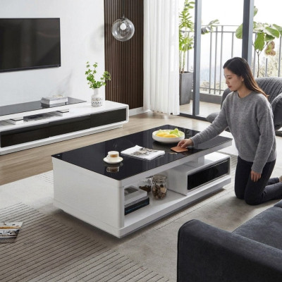 Luxury coffee table side table glass table modern furniture design