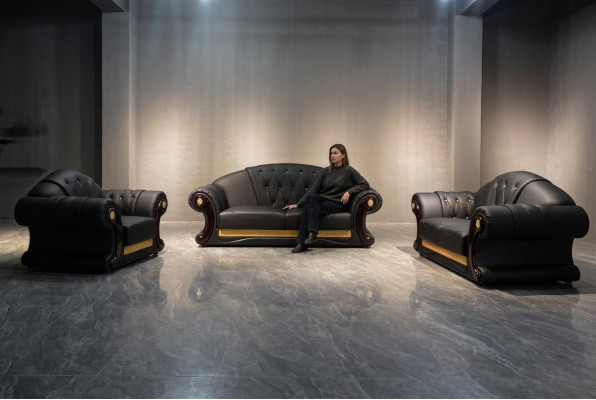 Leather sofa 3-piece set suite sofa couch group suites living room