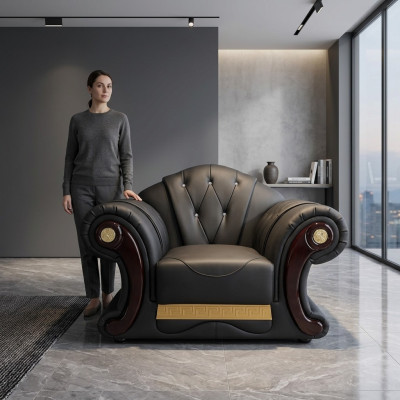 Luxury Armchair Chesterfield Single-Seater Couch Furniture Sofa 1-Seater