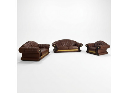 Brown Chesterfield Sofa Set Leather Sofa Couch Group 3+2+1 Set