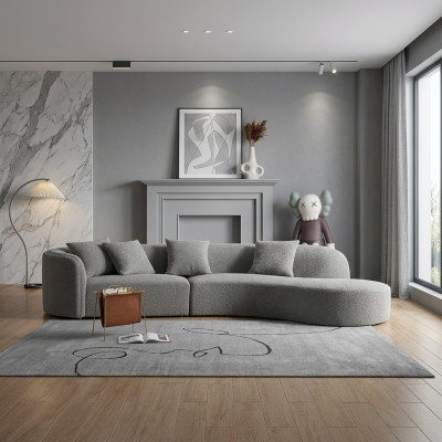 Gray five-seater luxury sofa large living room set modern furniture new