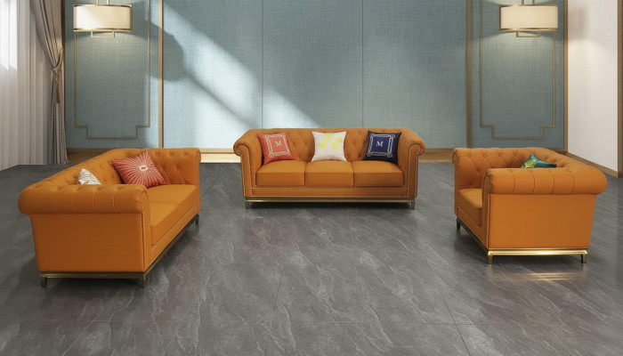 Chesterfield Living Room Couch Sofa Set Luxury Suite 3+2+1 Orange New
