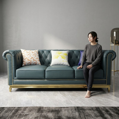 Chesterfield sofa couch furniture three-seater couches fabric stainless steel frame