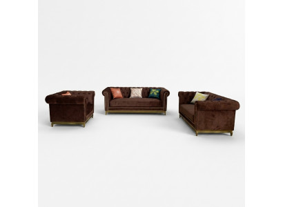 Chesterfield sofa set with metal luxury couch textile upholstery furniture