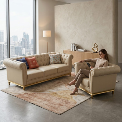 Luxury sofa beige sofa set sofas armchair 3+1 seater fabric design